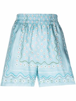 Ermanno Scervino graphic-print silk shorts - Blue