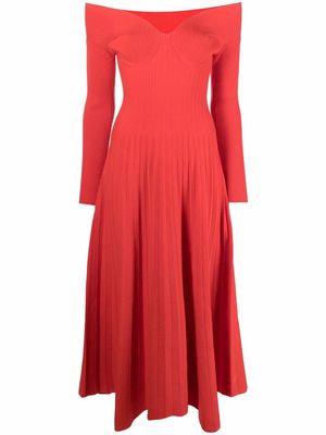 Maria Lucia Hohan off-shoulder ribbed-knit flared dress