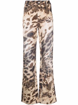 Blumarine animalier-print flared trousers - Brown