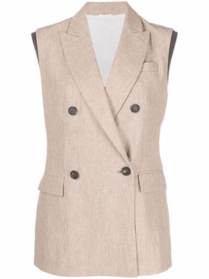 Brunello Cucinelli shawl-lapel double-breasted jacket - Neutrals