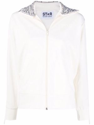 Golden Goose crystal-embellished zipped sweatshirt - White