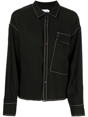 izzue oversized chest pocket shirt - Black
