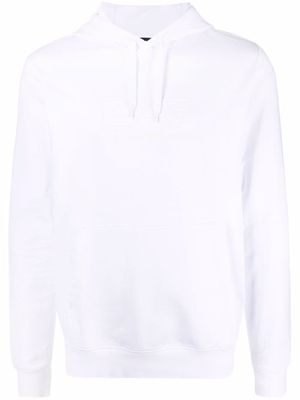 Ea7 Emporio Armani embossed logo rib-trimmed hoodie - White