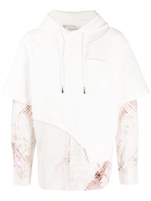 Feng Chen Wang layered-effect drawstring hoodie - White