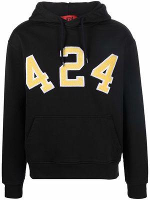 424 logo-patch cotton hoodie - Black