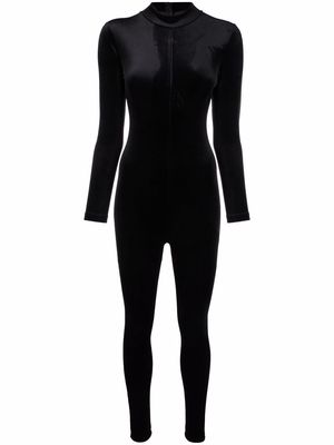 Alchemy velvet-effect long-sleeve jumpsuit - Black