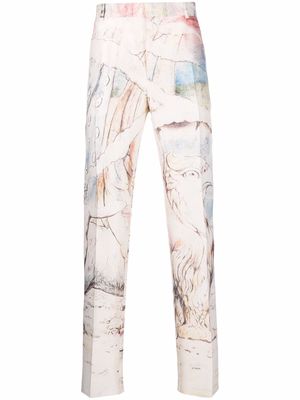 Alexander McQueen William Blake Dante print trousers - Neutrals