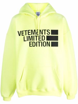 VETEMENTS logo-print cotton-blend hoodie - Yellow