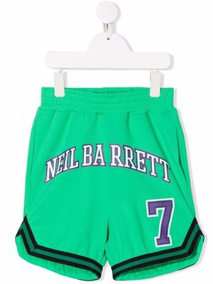 Neil Barrett Kids logo-print track shorts - Green
