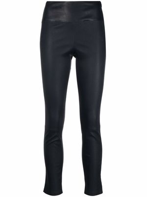 Theory cropped leather trousers - Blue