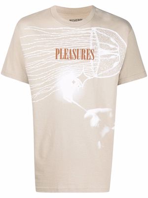 Pleasures glow logo-print T-shirt - Neutrals