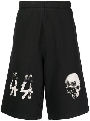 44 label group skull cotton track shorts - Black