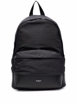 Balmain monogram-print backpack - Black