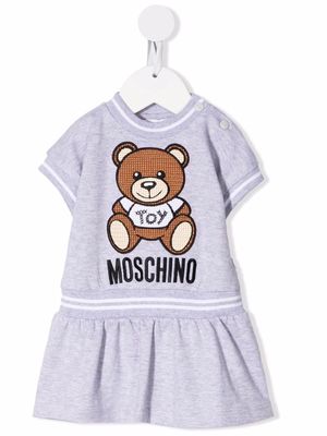 Moschino Kids Teddy Bear-motif cotton dress - Grey