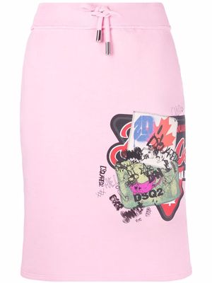 Dsquared2 logo-print track skirt - Pink