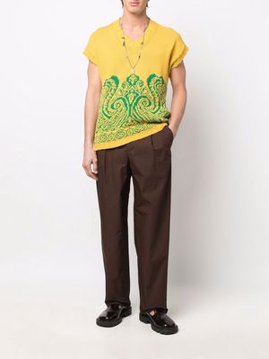 ETRO intarsia-knit V-neck vest - Yellow