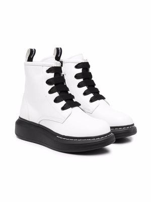 Alexander McQueen Kids lace-up leather boots - White