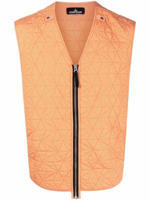 Stone Island Shadow Project quilted zip-up gilet - Orange