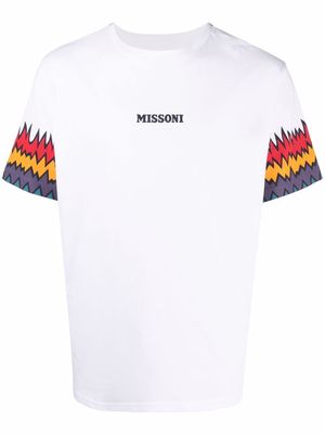 Missoni zigzag-trim logo print round neck T-shirt - White