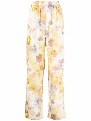 MCQ floral-print wide-leg trousers - Yellow
