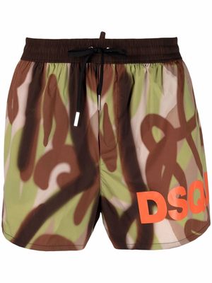 Dsquared2 spray-paint effect swim shorts - Green