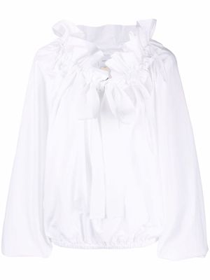 Patou ruffled high-neck blouse - White