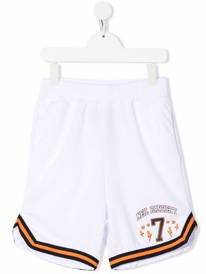 Neil Barrett Kids Number-print court shorts - White