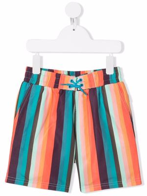 Paul Smith Junior striped drawstring swim shorts - Orange
