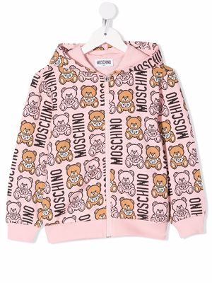 Moschino Kids Teddy Bear-motif zip-up hoodie - Pink