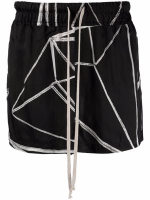 Rick Owens geometric print shorts - Black