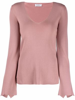 DONDUP draped long-sleeve knitted top - Pink