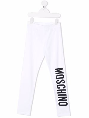 Moschino Kids logo-print cotton leggings - White