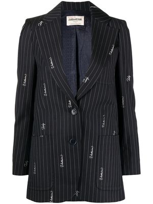 Zadig&Voltaire logo-print striped blazer - Black