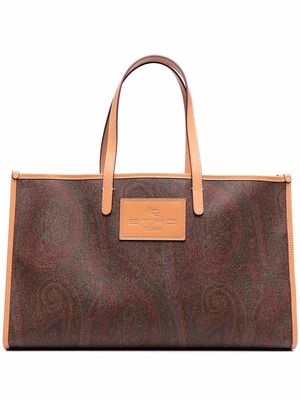ETRO paisley-print leather tote bag - Brown