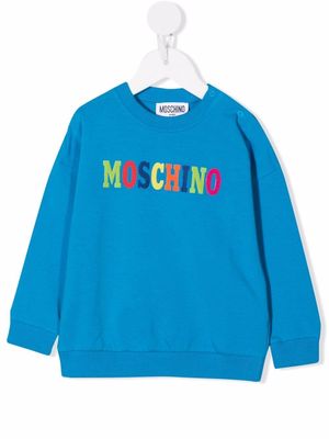 Moschino Kids logo-patch sweatshirt - Blue