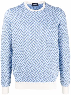 Drumohr geometric cotton-linen jumper - Blue