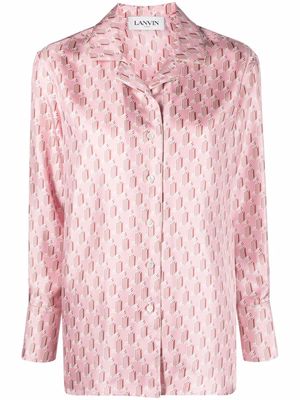 LANVIN monogram-print pyjama button-front shirt - Pink