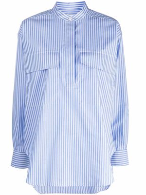 Closed striped organic cotton shirt - Blue
