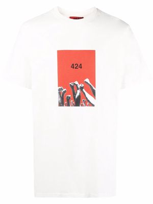 424 People-print short-sleeve T-shirt - Neutrals