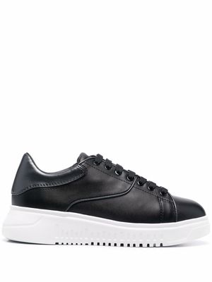 Emporio Armani lace-up leather sneakers - Black