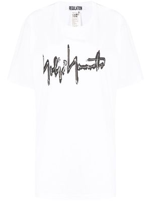Yohji Yamamoto logo print oversized T-shirt - White