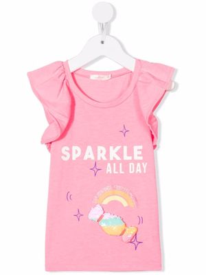 Billieblush slogan-print ruffle T-shirt - Pink