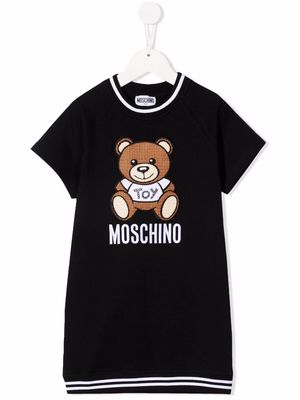 Moschino Kids Teddy Bear logo-print T-shirt dress - Black