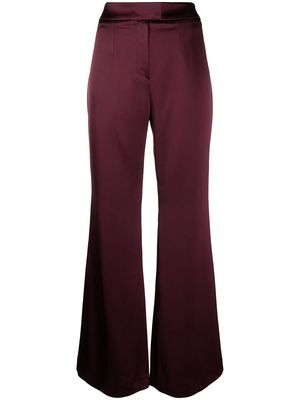 Galvan high-waisted flared satin trousers