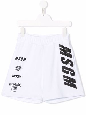 MSGM Kids logo-print bermuda shorts - White