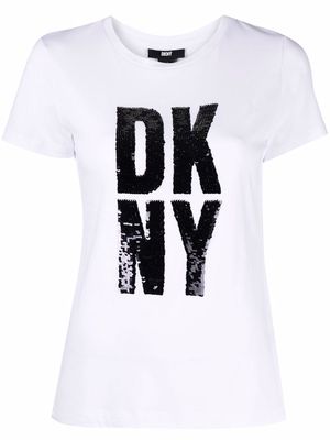 DKNY Sequin Logo short-sleeve T-shirt - White