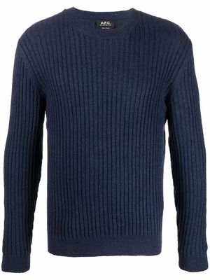 A.P.C. ribbed-knit ribbed-trim jumper - Blue