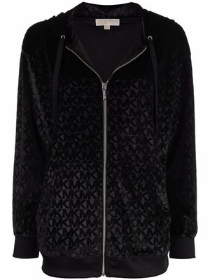 Michael Michael Kors monogram-print zip-up hoodie - Black