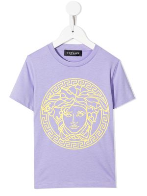 Versace Kids Medusa head-print short-sleeved T-shirt - Purple