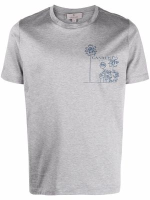 Canali logo-print cotton T-shirt - Grey